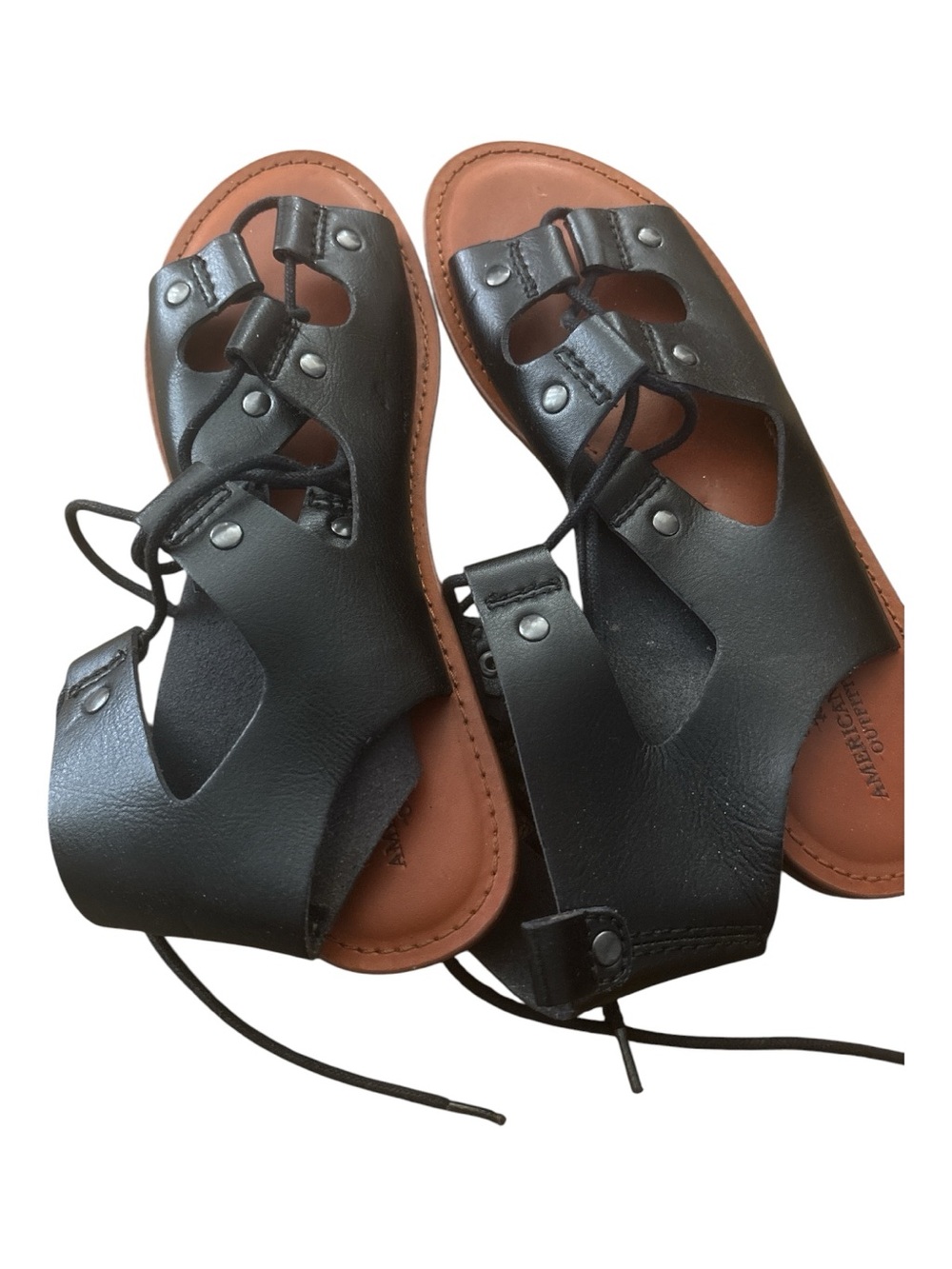 American Eagle Outfitters Black Lace-Up Gladiator Sandals